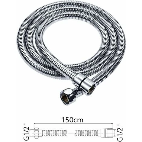 Shower Hose 1.5m, Premium Shower Hose With Double Twist Protection, Flexible And Kink Resistant Stainless Steel Shower Hose With Chrome, Universal Connection Size (Silver) 2 Shower Hose 1.5m, Premium Shower Hose With Double Twist Protection, Flexible And Kink Resistant Stainless Steel Shower Hose With Chrome, Universal Connection Size (Silver) - Image 2
