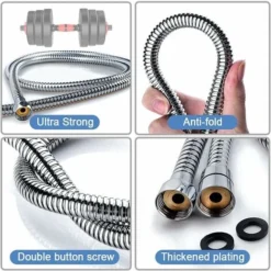 Shower Hose 1.5m, Premium Shower Hose With Double Twist Protection, Flexible And Kink Resistant Stainless Steel Shower Hose With Chrome, Universal Connection Size (Silver) 9 Shower Hose 1.5m, Premium Shower Hose With Double Twist Protection, Flexible And Kink Resistant Stainless Steel Shower Hose With Chrome, Universal Connection Size (Silver) -Bathroom Supplies Store 59337245 5