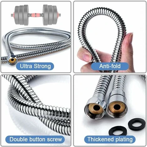 Shower Hose 1.5m, Premium Shower Hose With Double Twist Protection, Flexible And Kink Resistant Stainless Steel Shower Hose With Chrome, Universal Connection Size (Silver) 5 Shower Hose 1.5m, Premium Shower Hose With Double Twist Protection, Flexible And Kink Resistant Stainless Steel Shower Hose With Chrome, Universal Connection Size (Silver) - Image 5