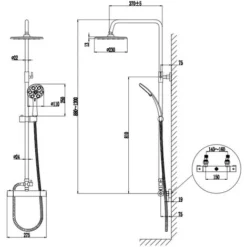 Acezanble Bathroom COOL TOUCH Thermostatic Mixer Shower Set Round Twin Head Exposed Valve Independent Water Divider Black -Bathroom Supplies Store 60535465 5