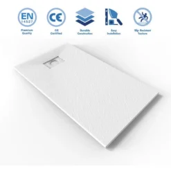 ELEGANT Shower Tray 1400x800mm White Slate Effect Square Shower Enclosure Base With Waste Trap And Drain Cover -Bathroom Supplies Store 61228155 4