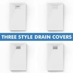 ELEGANT Shower Tray 1400x800mm White Slate Effect Square Shower Enclosure Base With Waste Trap And Drain Cover -Bathroom Supplies Store 61228155 5