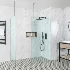 Milano Portland - 820mm Ceiling Mounted Wet Room Shower Enclosure Screen Support Arm Bar - Chrome -Bathroom Supplies Store 62424911 4