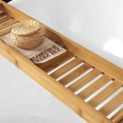 SoBuy Bamboo Bathtub Bridge Soap Dish And Shower Bathtub Sink Rack, FRG212-N -Bathroom Supplies Store 6614266 5