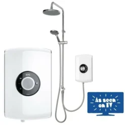 Triton Amore DuElec White 9.5kW Electric Shower LCD Display Dual Rainshower Head