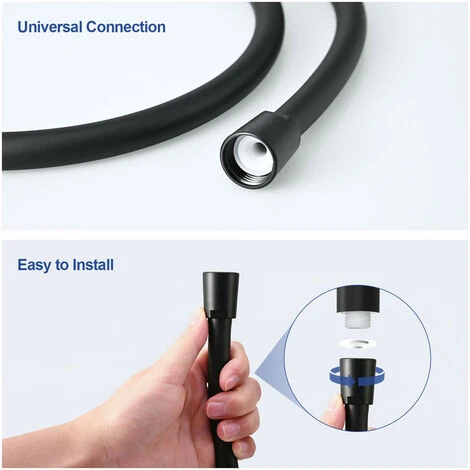 Meykoers Matte Black Shower Hose 1.5m PVC Universal Shower Flex Hoses 2 Meykoers Matte Black Shower Hose 1.5m PVC Universal Shower Flex Hoses - Image 2