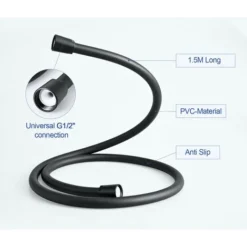 Meykoers Matte Black Shower Hose 1.5m PVC Universal Shower Flex Hoses 9 Meykoers Matte Black Shower Hose 1.5m PVC Universal Shower Flex Hoses -Bathroom Supplies Store 68201186 5