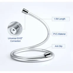 Meykoers 1.5m PVC Shower Flex Hose Universal Chrome Shower Hoses 9 Meykoers 1.5m PVC Shower Flex Hose Universal Chrome Shower Hoses -Bathroom Supplies Store 68201198 5