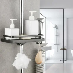 Shower Shelf No Drilling Hanging Shower Shelves Shower Accessory Holders With Two Hooks And Shower Head Hook For Suit [22mm-25mm] Rail, Pack Of Two -Bathroom Supplies Store 69018760 3