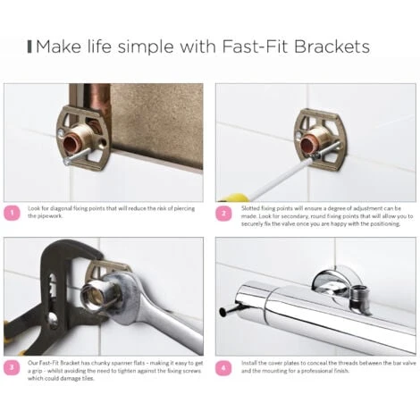 ENKI, P26, Easy Fix Kit Bracket For Thermostatic Mixer Bar, Modern Bathroom Accessories, Solid Brass Body Finish 2 ENKI, P26, Easy Fix Kit Bracket For Thermostatic Mixer Bar, Modern Bathroom Accessories, Solid Brass Body Finish - Image 2