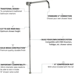 ENKI G09 Shower Rigid Riser Rail Traditional Solid Brass Chrome Downton -Bathroom Supplies Store 69286529 4