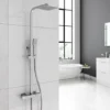 AICA Bathroom Thermostatic Shower Mixer Twin Head Large Square Bar Set Chrome