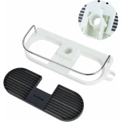 No Drilling Shower Shelf For Shower Rail, Aluminum Alloy Adjustable Pole Telescopic Shower Shelf With 2 Towel Hooks, Fits 19mm - 25mm Rail -Bathroom Supplies Store 69594419 3