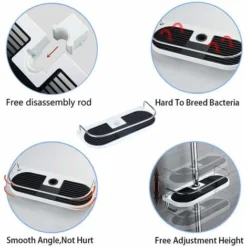 No Drilling Shower Shelf For Shower Rail, Aluminum Alloy Adjustable Pole Telescopic Shower Shelf With 2 Towel Hooks, Fits 19mm - 25mm Rail -Bathroom Supplies Store 69594419 5