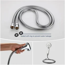 Chrome 2.0 M Flexible Double Interlock Stainless Steel Shower Hose Double Lock -Bathroom Supplies Store 69753384 3