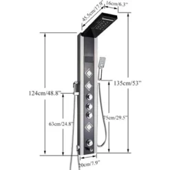 SUGUWORD Shower Tower Panel LED Shower System With 6 Functions, Unique Powerful Hydromassage And Bidet Tap Shower Tower Wall Mounted Black And Brushed Nickel -Bathroom Supplies Store 71582340 5