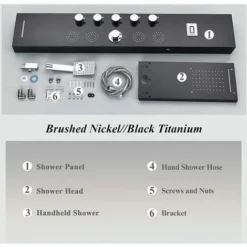 SUGUWORD Shower Panel Tower With 6 Functions Rainfall And Waterfall Shower Temperature Display Hand Shower Back Massage Jets And Bathtub Spout Wall Mounted Shower System Brushed Nickel -Bathroom Supplies Store 71582347 5
