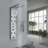 SUGUWORD Thermostatic Shower Tower Panel Temperature Screen 5 Functions,Rainfall And Waterfall Shower Head+Hand Sprayer+Massage Jets+Tub Spout,3 Handles Thermostatic Control Brushed Nickel