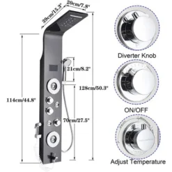 SUGUWORD Shower Panel Tower LED Shower System With 6 Functions Unique Powerful Hydromassage And Bidet Tap Shower Tower Wall Mounted Black -Bathroom Supplies Store 71582351 5