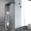 SUGUWORD Shower Panel Tower LED Shower System With 6 Functions, Unique Powerful Hydromassage And Bidet Tap Shower Tower Wall Mounted Black And Brushed Nickel