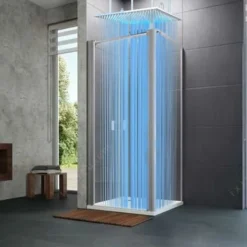 SUGUWORD LED 24 Inch Rainfall Shower Head Square Temperature Sensor 3 Colors Changing Polished Chrome Solid Brass Ceiling Mounted Bathroom High Pressure Luxury Rainfall Shower Head Full Body Coverage -Bathroom Supplies Store 71582361 5