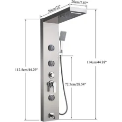SUGUWORD Shower Panel Tower System 5 Function With Top Shower Head Body Massage Jets Handheld Shower Tub Spout Brushed Nickel Stainless Steel Bathroom Shower Column Wall Mounted 8 SUGUWORD Shower Panel Tower System 5 Function With Top Shower Head Body Massage Jets Handheld Shower Tub Spout Brushed Nickel Stainless Steel Bathroom Shower Column Wall Mounted -Bathroom Supplies Store 71582363 4