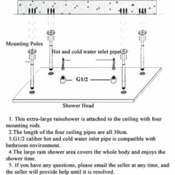 SUGUWORD LED 24 Inch Rainfall Shower Head Square Temperature Sensor 3 Colors Changing Matte Black Solid Brass Ceiling Mounted Bathroom High Pressure Luxury Rainfall Shower Head Full Body Coverage -Bathroom Supplies Store 71582373 3