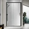 ELEGANT 1100mm Sliding Shower Enclosure Black Frame Shower Door 6mm Tempered Glass