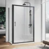 ELEGANT 1000 X 700 Mm Sliding Shower Enclosure Matt Black Frame Cubicle With Tray And Waste + Side Panel + Riser Kit