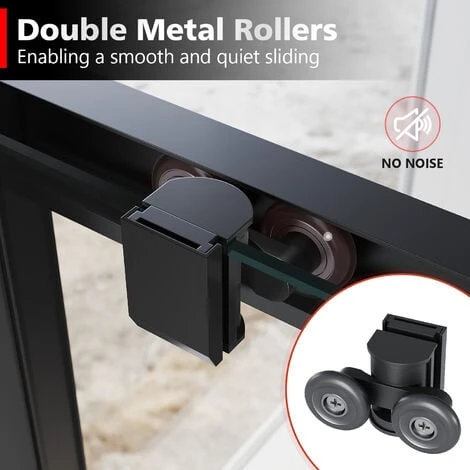 ELEGANT 1000 X 700 Mm Sliding Shower Enclosure Matt Black Frame Cubicle With Tray And Waste + Side Panel + Riser Kit 4 ELEGANT 1000 X 700 Mm Sliding Shower Enclosure Matt Black Frame Cubicle With Tray And Waste + Side Panel + Riser Kit - Image 4