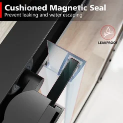 ELEGANT 1200 X 700 Mm Sliding Shower Enclosure Matt Black Frame Cubicle With Tray And Waste + Side Panel + Riser Kit -Bathroom Supplies Store 71855400 5