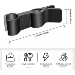 Hand Shower Holder, Shower Head Holder, Replaceable Handheld Shower Holder, Shower Holder, 18-25MM Diameter Adjustable, No Drilling (Black) -Bathroom Supplies Store 71966023 3