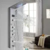 Shower Tower System Stainless Steel LED Rainfall Waterfall Shower Head LCD Display And Handheld Sprayer 8 Massage Jets Tub Spout,Brushed Nickel Finish