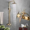 Antique Brass Bath Shower System Wall Mounted 8'' Rainfall Shower Head With Handheld Shower Sprayer Bathroom Mixer Single Handle Shower Tap