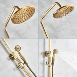 Shower System Wall Mounted Antique Brass Shower Tap With Rainfall Shower Head Handheld Shower Spray Tub Spout 2 Handles Control -Bathroom Supplies Store 72218607 3