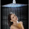 LED 16 Inch Rainfall Shower Head Square Ultra Thin Temperature Sensor 3 Colors Changing Chrome Polished Stainless Steel