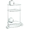 Croydex Stick 'N' Lock Rust Free Compact Two Tier Shower Basket Caddy, Chrome