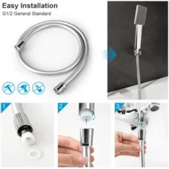 Heilmetz Shower Hose 1.2m Premium Shower Hose With Anti-Twist PVC Smooth Shower Hose With Universal G 1/2 Standard Connection Chrome -Bathroom Supplies Store 73762798 3