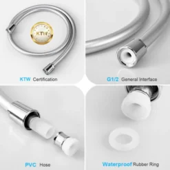 Heilmetz Shower Hose 1.2m Premium Shower Hose With Anti-Twist PVC Smooth Shower Hose With Universal G 1/2 Standard Connection Chrome -Bathroom Supplies Store 73762798 4