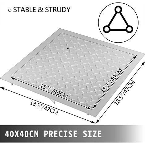 VEVOR Recessed Manhole Cover Powder-coated Drain Cover 40x40cm Steel Lid W/Frame 2 VEVOR Recessed Manhole Cover Powder-coated Drain Cover 40x40cm Steel Lid W/Frame - Image 2