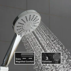 Shower Column Without Tap, Shower Bar With 22 Cm Round Shower Head And 3 Types Of Hand Showers With Jet, Shower Column With Double Outlet, Adjustable Height, Stainless Steel. - Chrome -Bathroom Supplies Store 74717616 3