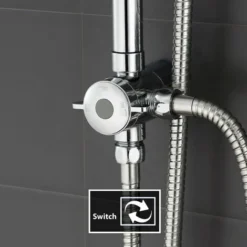 Shower Column Without Tap, Shower Bar With 22 Cm Round Shower Head And 3 Types Of Hand Showers With Jet, Shower Column With Double Outlet, Adjustable Height, Stainless Steel. - Chrome -Bathroom Supplies Store 74717616 4