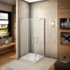 760x900x1850mm Two Frameless Pivot Hinge Doors Walk In Shower Enclosure Glass Screen Cubicle