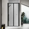 ELEGANT 760mm Bi-Fold Shower Door Reversible Folding Glass Inner Opening Design Shower Enclosure Cubicles Door Matt Black Frame