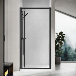 ELEGANT 760mm Bi-Fold Shower Door Reversible Folding Glass Inner Opening Design Shower Enclosure Cubicles Door Matt Black Frame 7 ELEGANT 760mm Bi-Fold Shower Door Reversible Folding Glass Inner Opening Design Shower Enclosure Cubicles Door Matt Black Frame -Bathroom Supplies Store 74954013 3