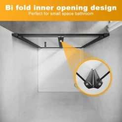 ELEGANT 900mm Black Frame Bifold Shower Door Enclosure Folding Bathroom Glass Wet Room -Bathroom Supplies Store 75364992 5