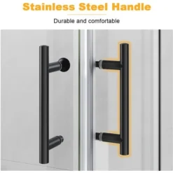 ELEGANT Black Frame 760 X 760 Mm Corner Entry Shower Enclosure With Sliding Shower Door For Bathroom Wet Room -Bathroom Supplies Store 75365182 3