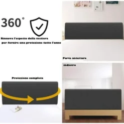 Headboard Cover,All-inclusive Elastic Headboard Protection Cover,For 140-170cm Headboard(creamy-white) -Bathroom Supplies Store 75551039 4