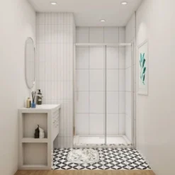 SKY Sliding Shower Door Modern Bathroom 6mm Safety Glass Shower Enclosure Cubicle 1100mm