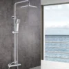 Sky Thermostatic Mixer Shower Set COOL TOUCH Thermostatic Valve Square Silver